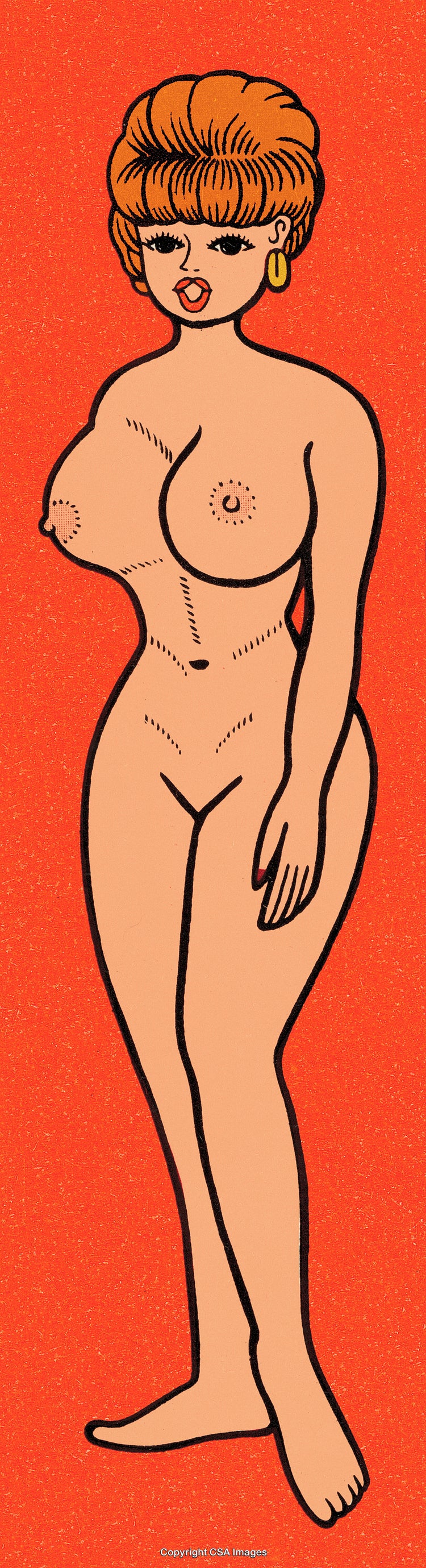 Stylized Cartoon Character Illustration on Vibrant Red Background