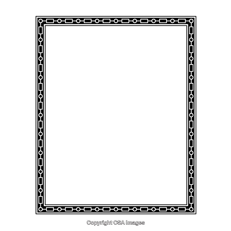 Monochrome Decorative Rectangular Border in Geometric Pattern Design