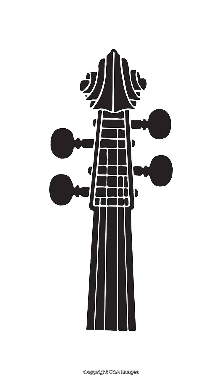 Minimalist Black and White Illustration of a Violin Scroll