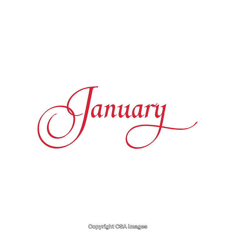 Elegant Red January Script Against Clean White Background