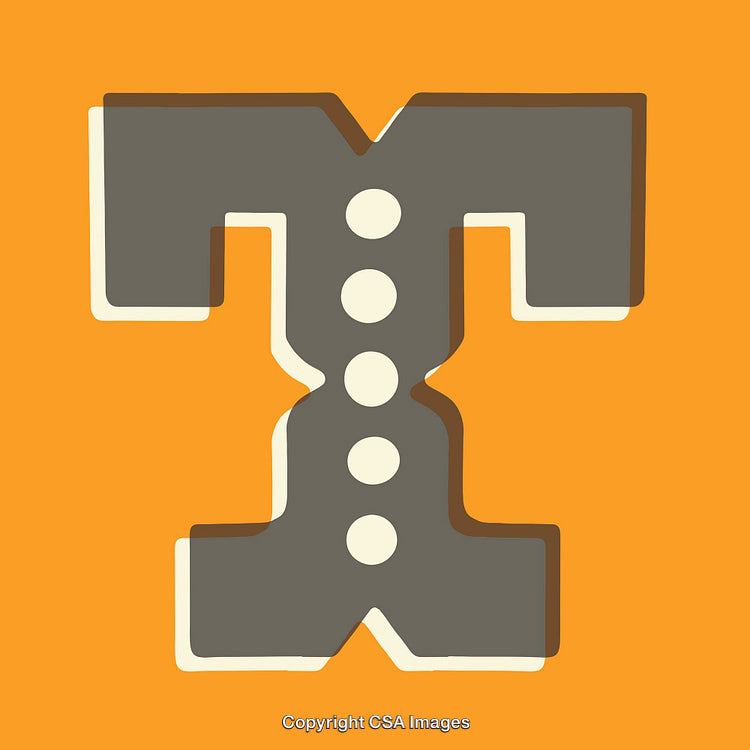 Bold Stylized Letter T on Bright Solid Background