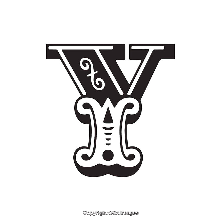 Intricate Monochrome Artwork Depicting the Letter Y in a Stylized Design
