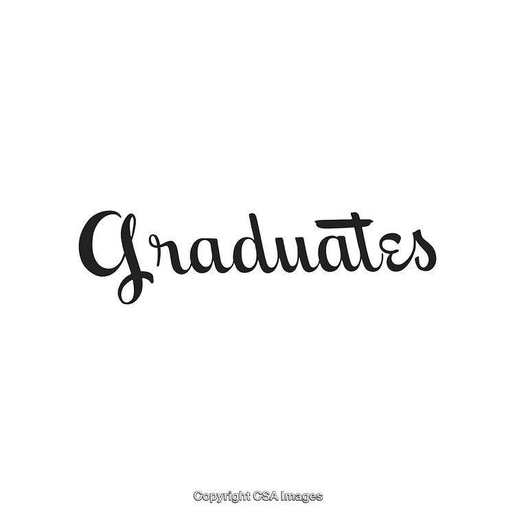 Graduates Text in Stylish Handwritten Script on White Background