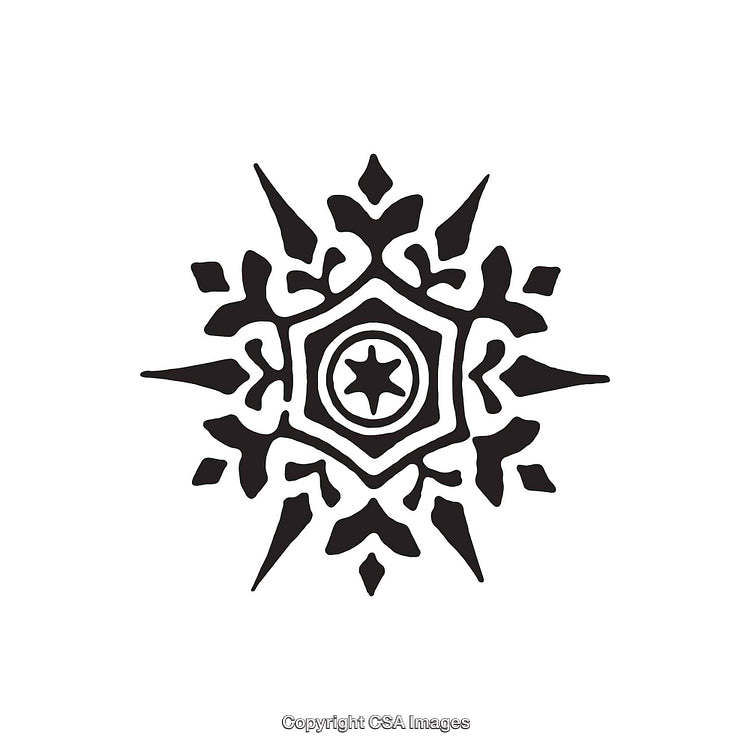 Black and White Decorative Star Symbol with Symmetrical Design