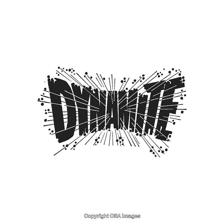 Dynamic Hand-Drawn Dynamite Explosion Typography Design on White Background