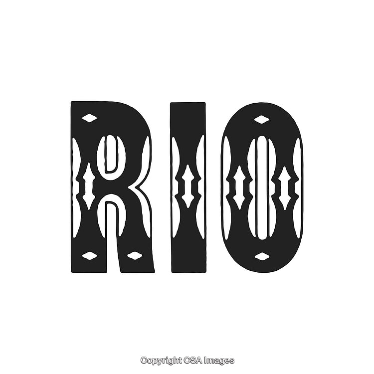 Brazilian-Themed Black and White Typography Featuring Rio Letters
