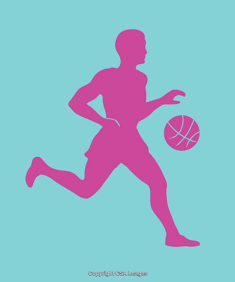 Silhouette Basketball Player Illustration in Vibrant Color Scheme