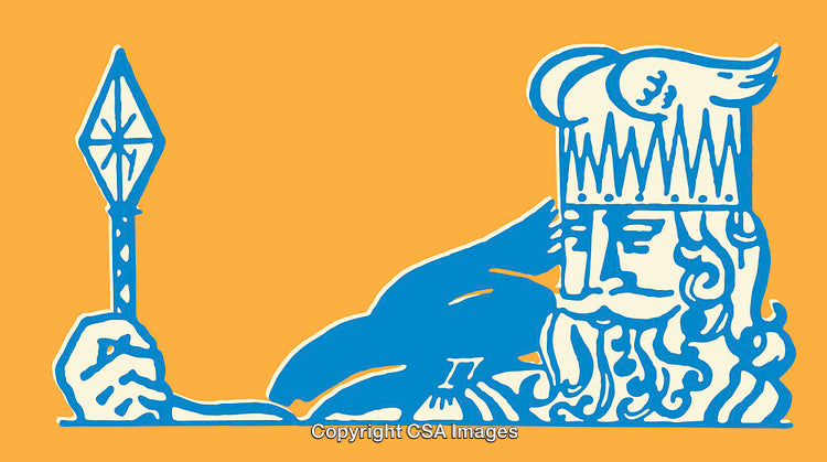 Colorful Line Art Illustration of a King Holding a Scepter