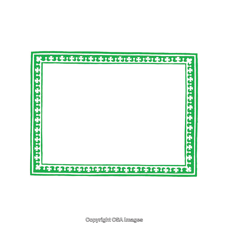 Green Ornamental Border Design on White Background for Decoration or Framing Use