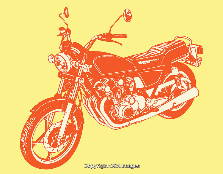 Stylized Line Art Illustration of a Classic Motorcycle