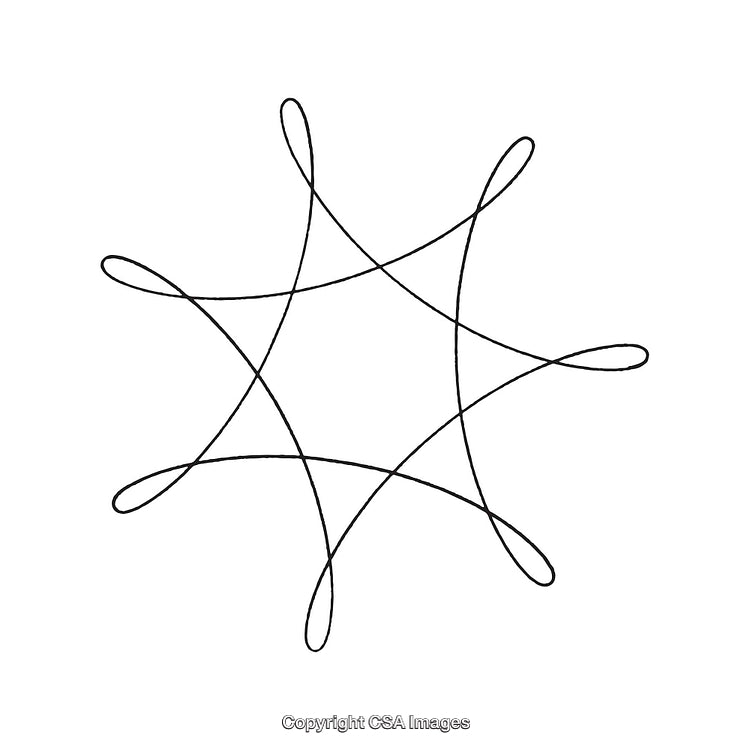 Abstract Black and White Intertwined Looped Geometric Shape on White Background