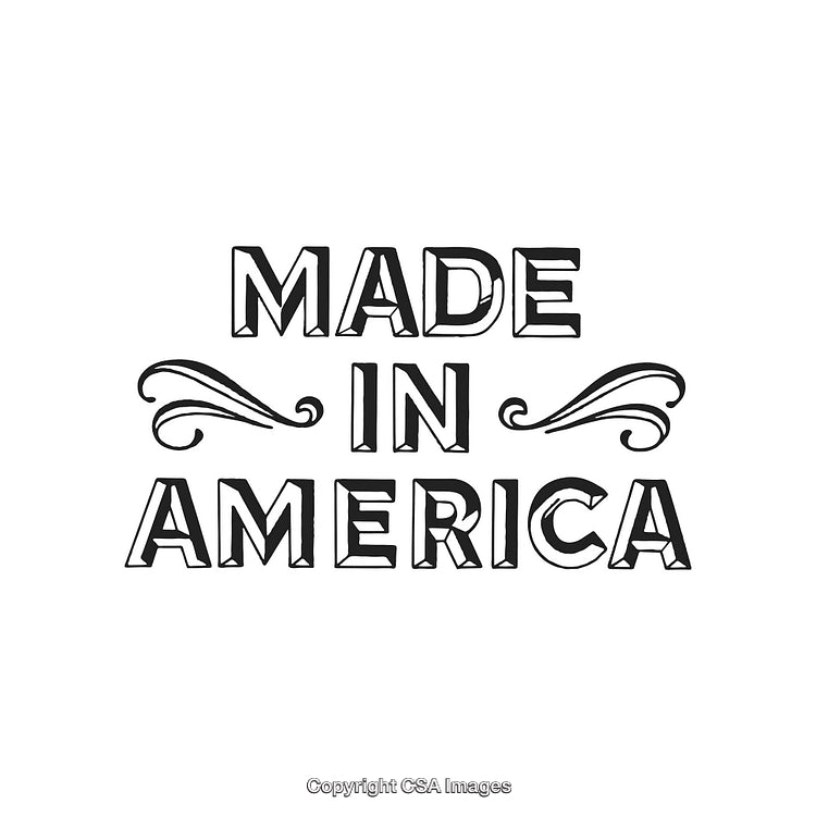 Decorative Made in America Typography with Ornamental Elements on White