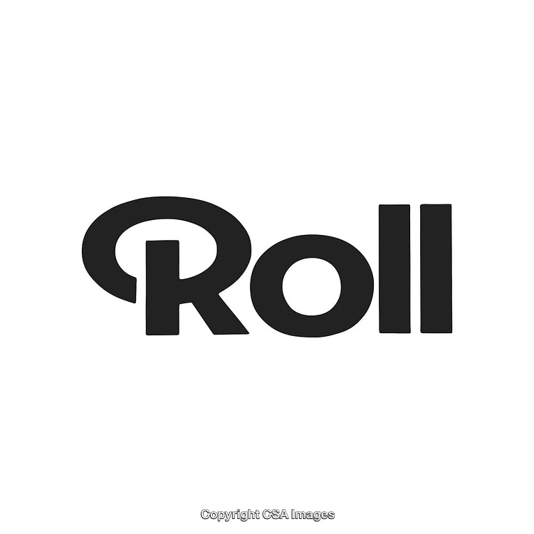 Simple Black Text Design Highlighting the Word 'Roll' on a White Background