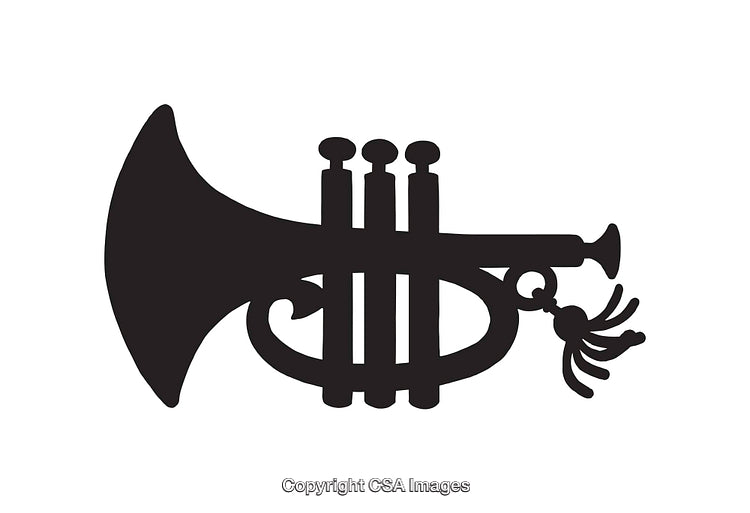 Black and White Silhouette of a Bugle Instrument