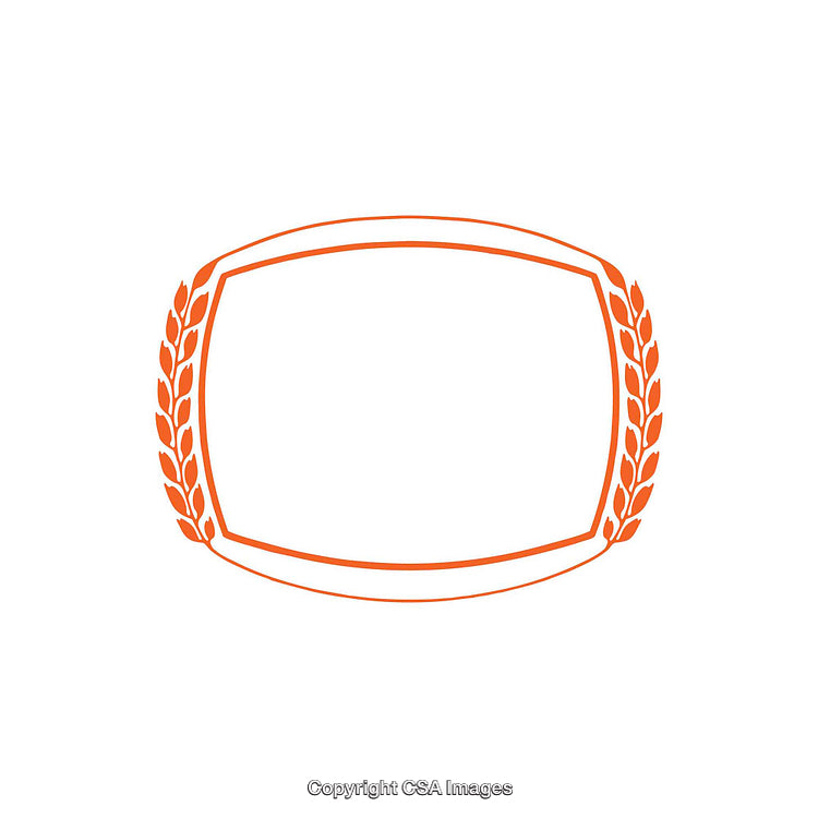 Elegant Empty Badge Frame with Wheat Decorative Elements in Orange Color