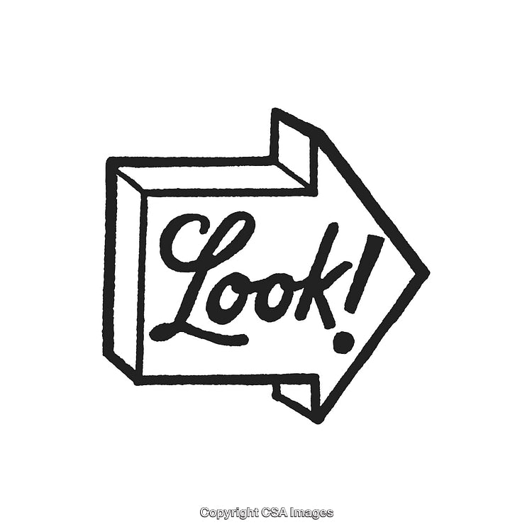Hand-Drawn Arrow Illustration with the Word 'Look!' in Bold Script