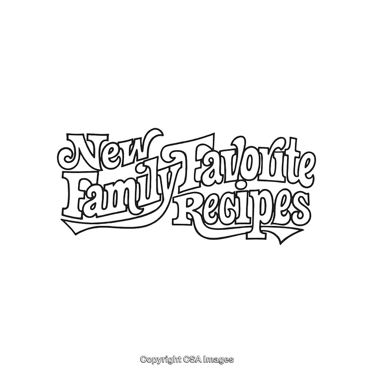 Creative Typography Featuring New Family Favorite Recipes Concept