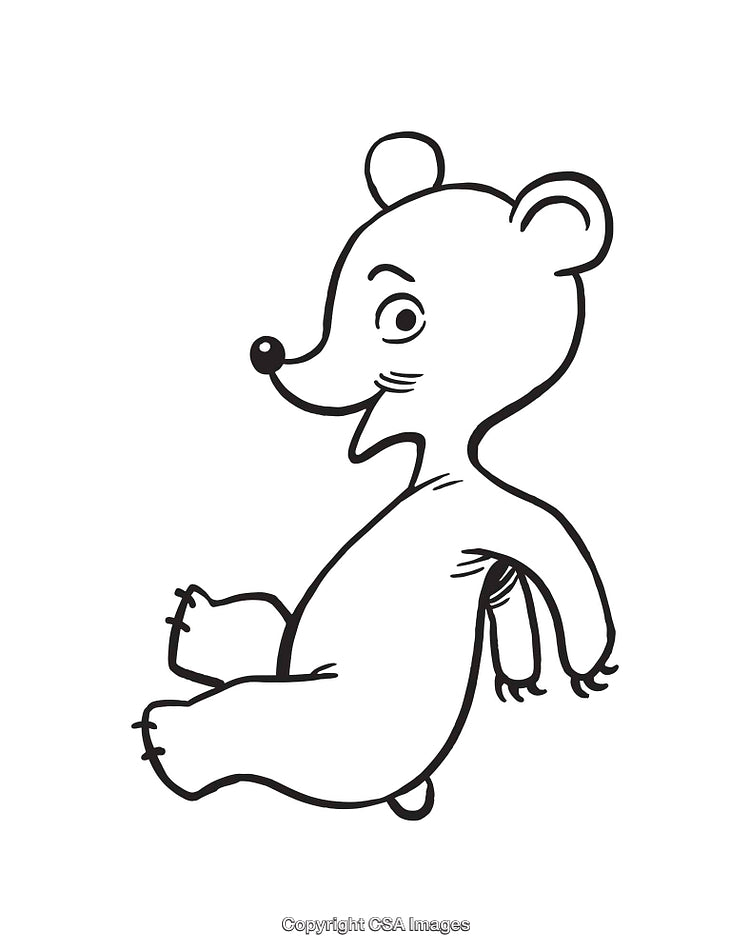 Cartoon Bear Line Art Illustration in Minimalistic Black and White Style