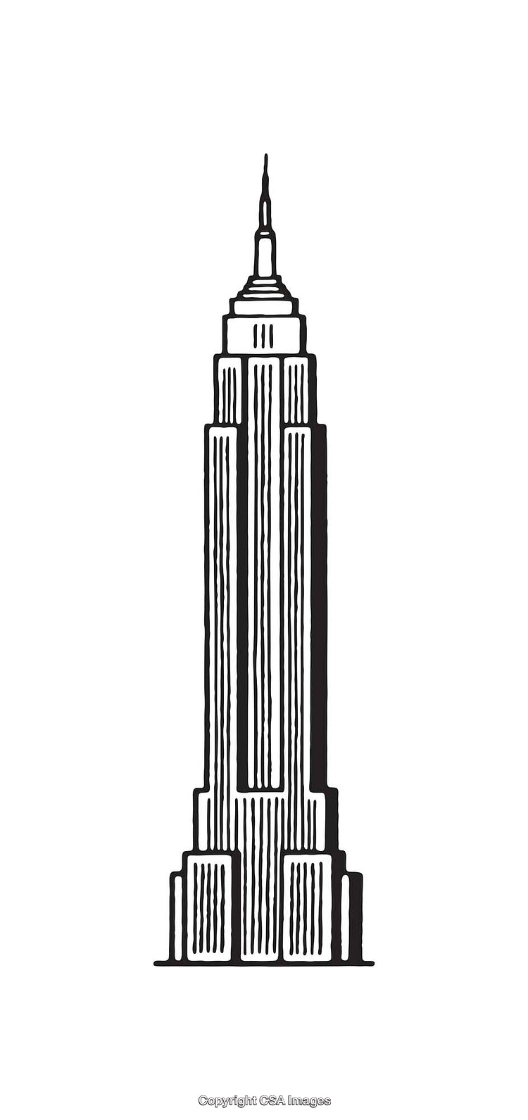 Black And White Line Art Illustration of a Tall Skyscraper Building
