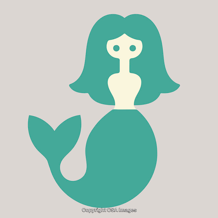 Minimalist Illustration of a Cute Mermaid in a Simple Design Format