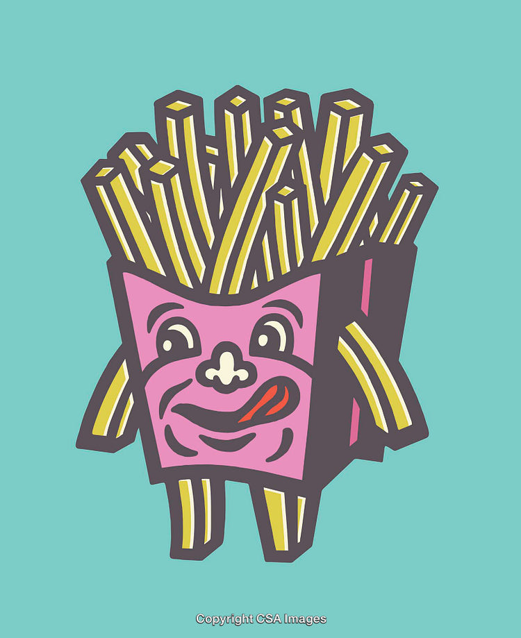 Colorful Cartoon French Fries Character Illustration with Fun Expression