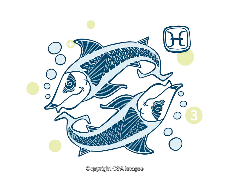 Colorful Illustration of Two Fish in a Pisces Zodiac Symbol Theme