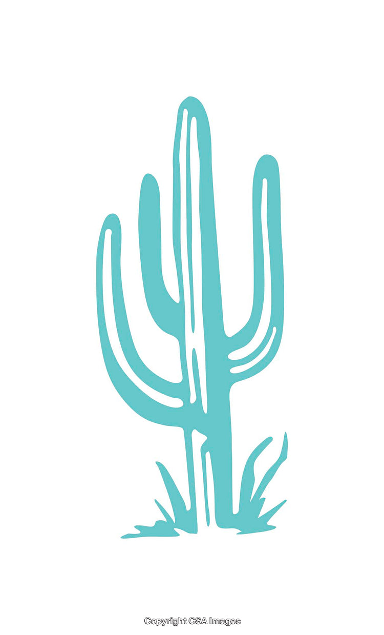 Stylized Blue Cactus Illustration on a White Background