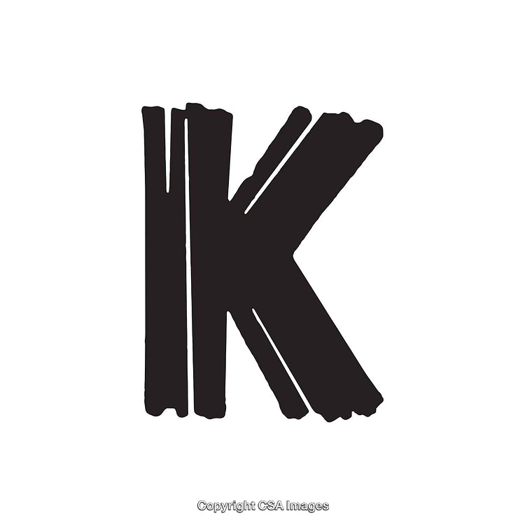 Black Abstract Letter K in Artistic Simple Typography Style