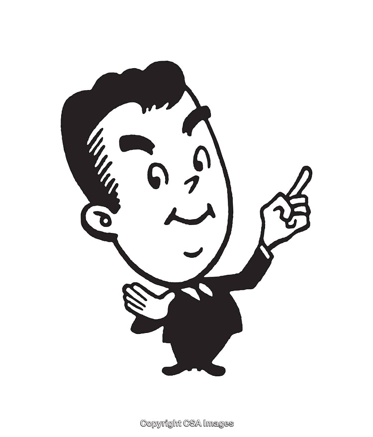 Vintage Cartoon Character in Black and White Line Art Illustration