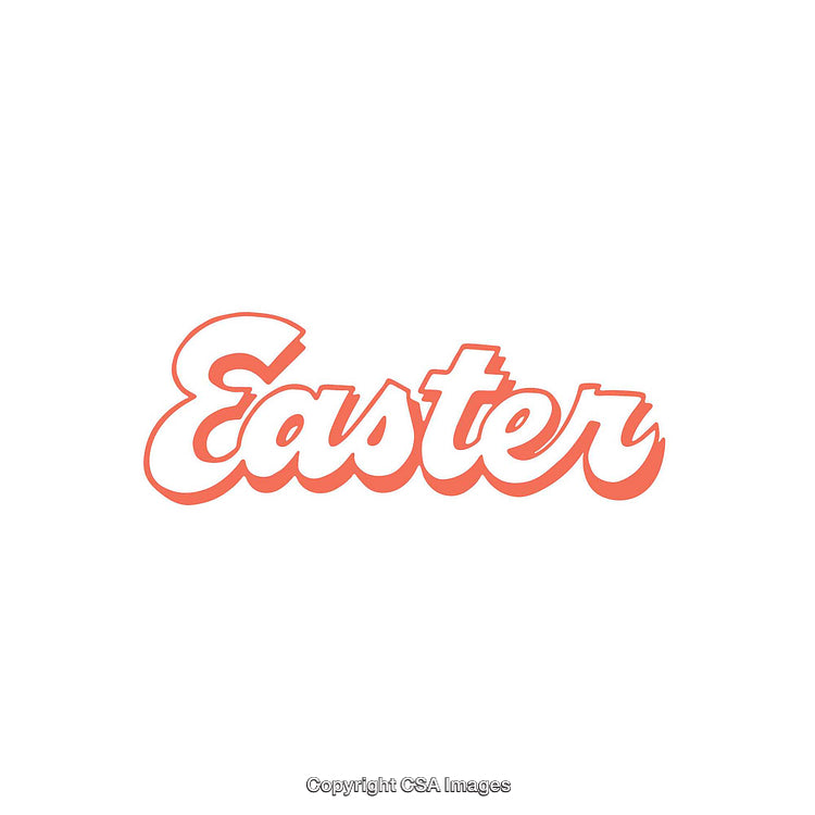 Stylized Easter Text Design in Bold Coral Color on White Background