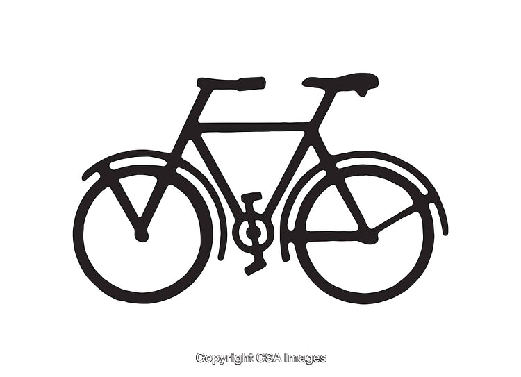 Black and White Icon of a Bicycle Design on White Background