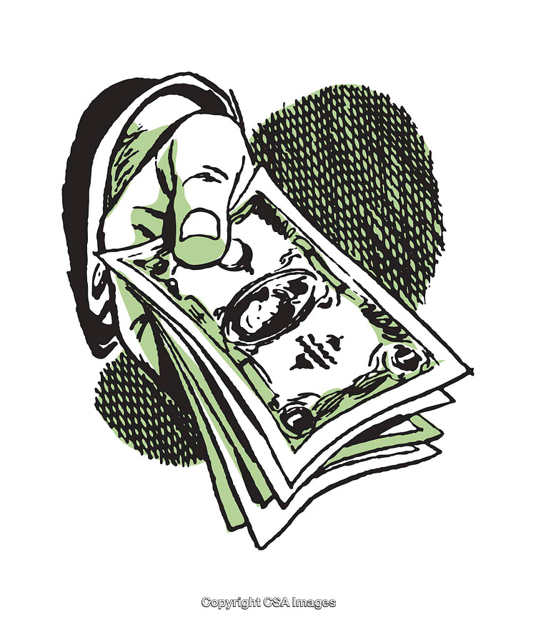 Hand Offering Cash Depicted in Retro Illustration Style