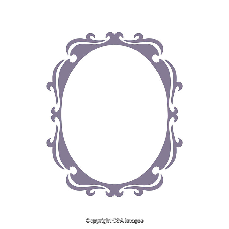 Elegant Purple Ornate Frame with Scroll Design on White Background
