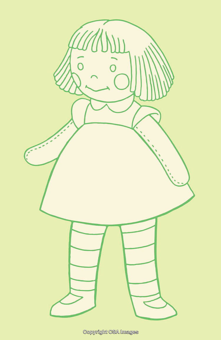 Line Art Illustration of a Simple Doll on a Light Background
