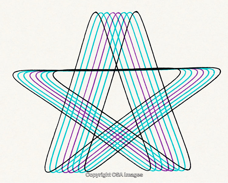 Geometric Star With Abstract Line Patterns in Vibrant Colors