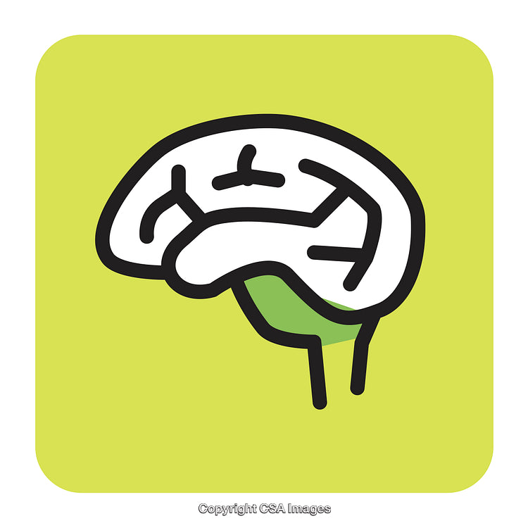 Abstract Line Art of a Brain on Yellow Background
