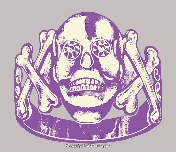 Vintage Style Skull and Crossbones Illustration with Artistic Details