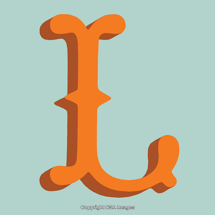 Decorative Orange Letter L Over Light Blue Background