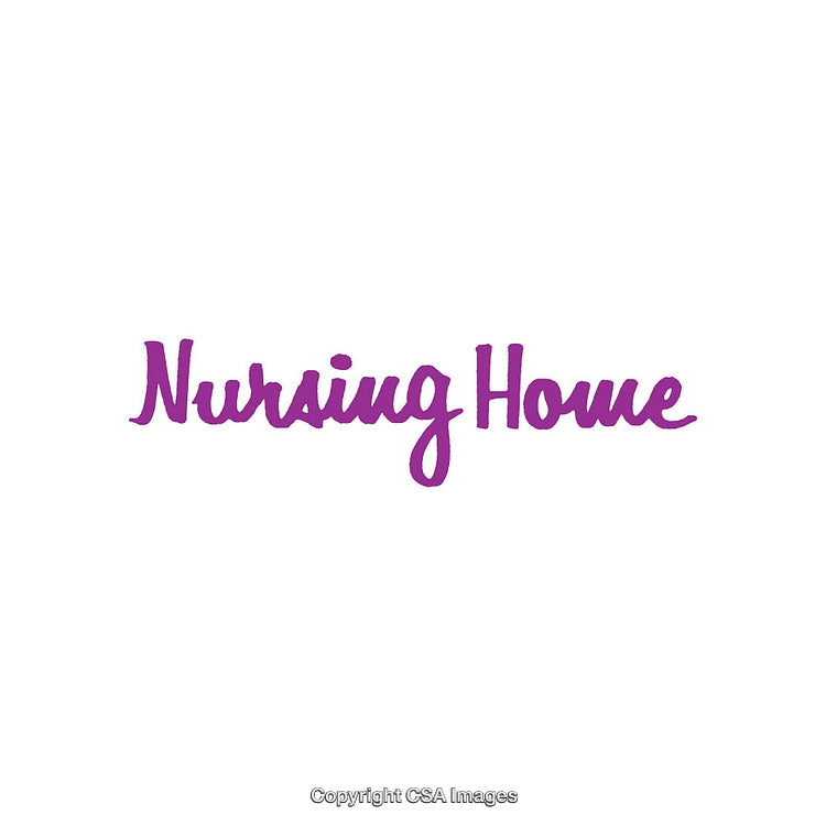 Stylized Purple Text with the Words Nursing Home on White Background