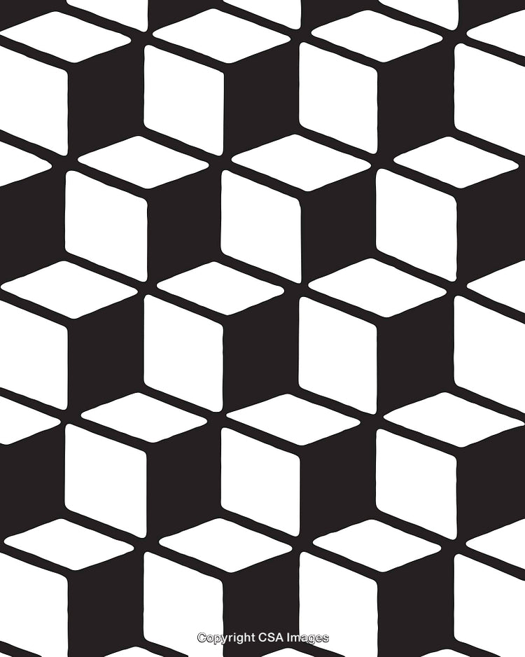 Monochromatic Black and White Cube Pattern Background Art