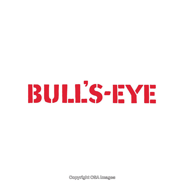 Red Bull's-Eye Text on a White Background in Sharp Typography