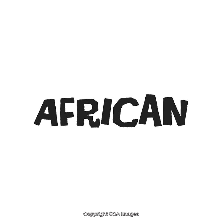 Bold Typography of the Word African on Simple White Background