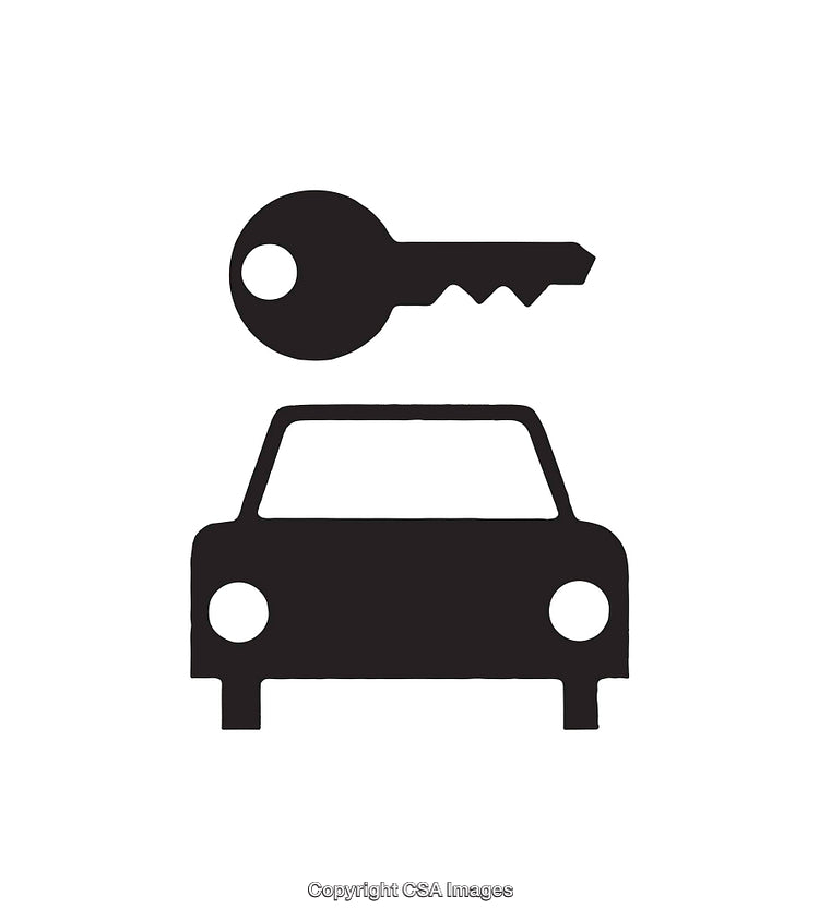 Black Silhouette Car Key and Vehicle Icon Design on White Background