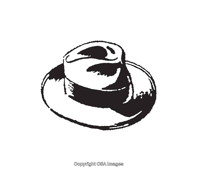 Classic Fedora Hat Black and White Line Art Illustration