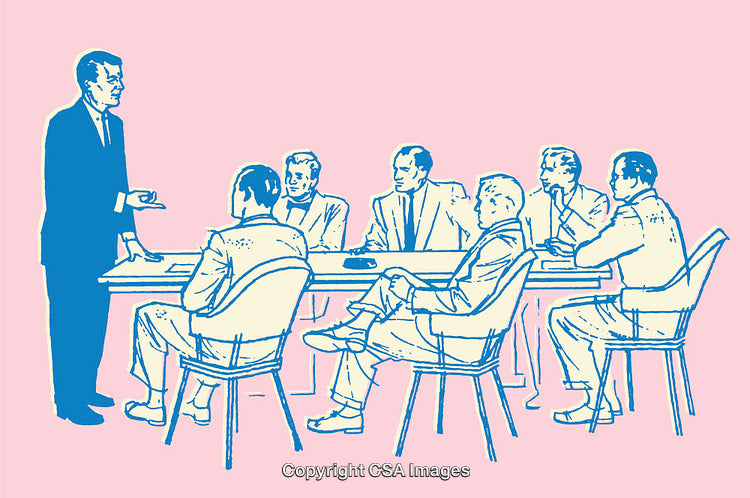 Business Meeting Illustration of Professionals Engaged in a Discussion