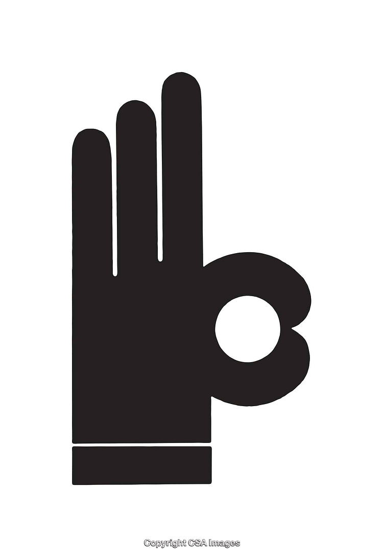 Minimalist Black and White Hand Symbol Depicting Three Raised Fingers