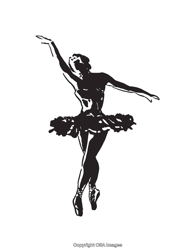 Elegant Black and White Silhouette of a Graceful Ballet Dancer