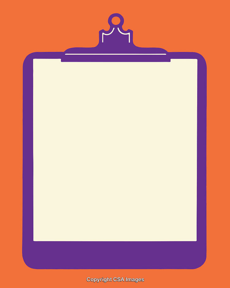 Colorful Illustration of a Clipboard with Blank Sheet on an Orange Background