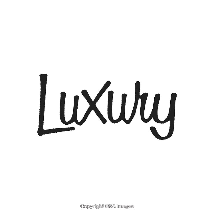 Stylish Black Script Text Depicting the Word Luxury on White Background