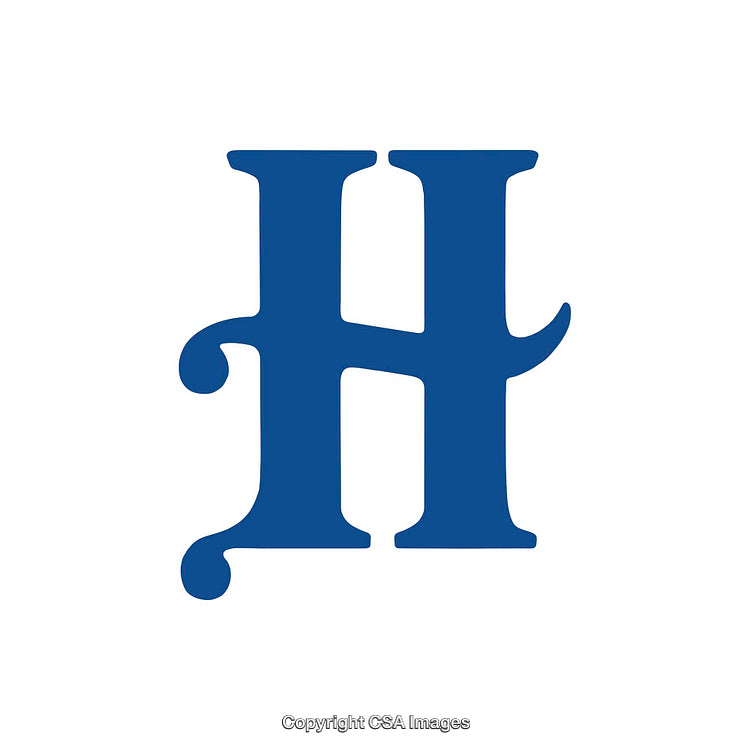 Elegant Display of a Decorative Blue H Letter Against White Background